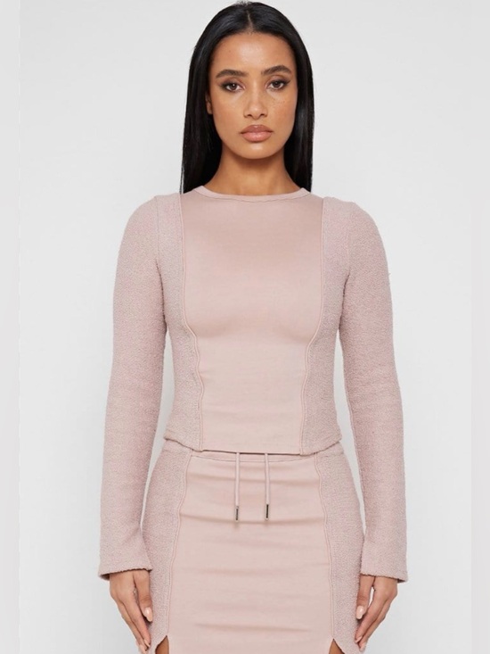 Maniere De Voir Tops - NWT Pale Pink Towelling Panel Top Maniere du Voir UK 10
